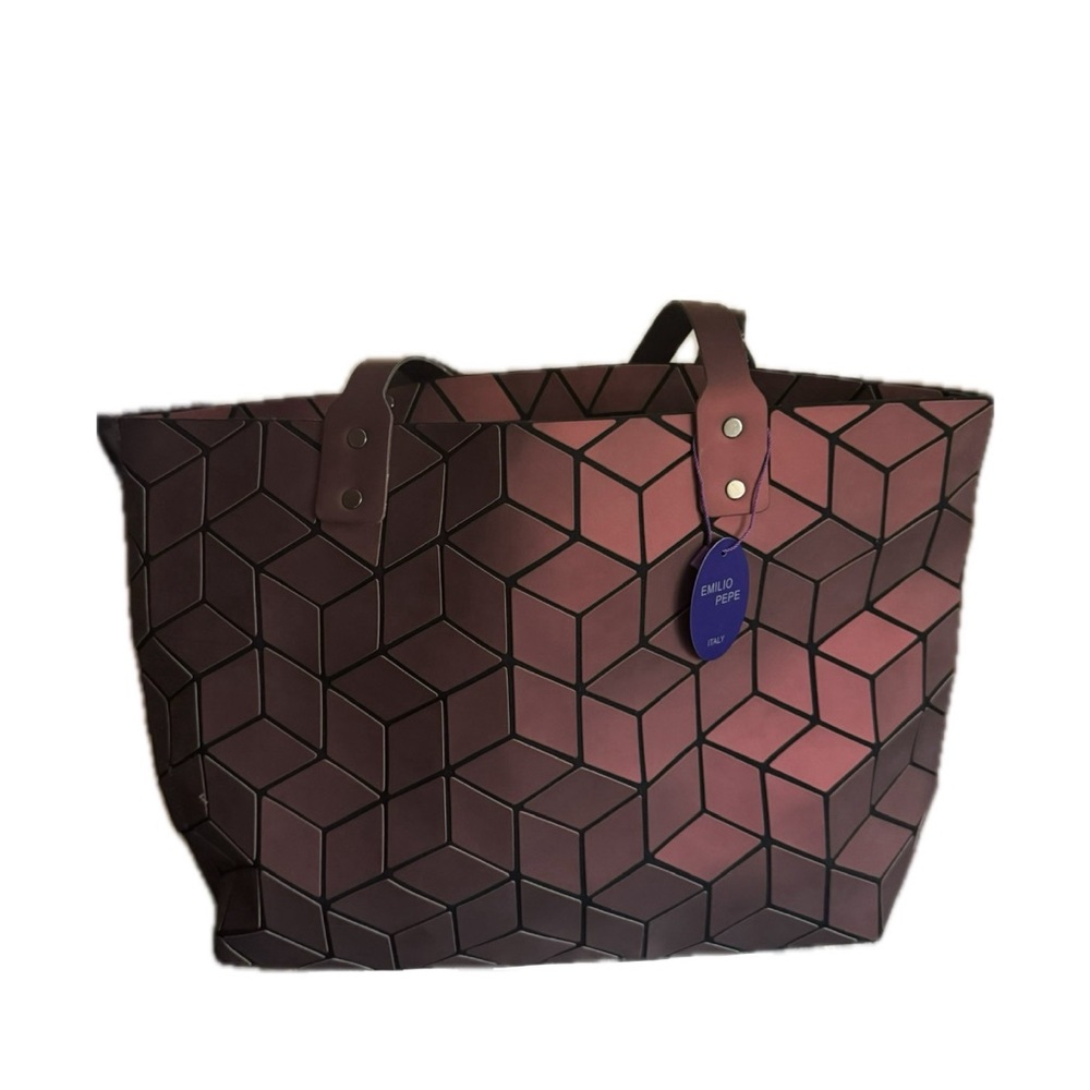 NWT Emilio Pepe Italy Matte Red Geo Tote - Picture 5 of 10